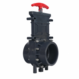 Задвижка шиберная GVKR4331TPV-2W-G-Hт Ду80 Ру1.6 клеевая, с выдвижным штоком, материал корпуса - ПВХ (PVC), шибер - нержавеющая сталь 304, уплотнение - TPV (ТПВ), с ручкой