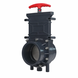 Задвижка шиберная GVKR4331TPV-2W-G-Hт Ду80 Ру1.6 клеевая, с выдвижным штоком, материал корпуса - ПВХ (PVC), шибер - нержавеющая сталь 304, уплотнение - TPV (ТПВ), с ручкой