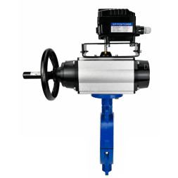 Затвор дисковый поворотный WBV3434Pf-2W-Fb-R Ду150 Ру16, корпус - углеродистая сталь WCB, диск - углеродистая сталь WCB, футерованный PTFE, уплотнение - PTFE, с пневмоприводом PA-DA-105-1 и позиционером YT-1000RSN с обратной связью