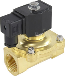 Клапан электромагнитный VS200-VT-NC-220VAC 1″ Ду25 Ру10, соленоидный двухходовой, корпус - латунь, уплотнение - Viton, резьбовой, нормально-закрытый, прямого действия, катушка - 220В
