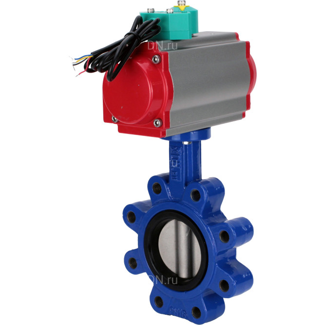 Затвор дисковый поворотный WBV1631E-2W-Fb-H Ду125 Ру16 LUG корпус - чугун QT450, диск - нержавеющая сталь 304, уплотнение - EPDM, с пневмоприводом PA-DA-105 и магнитным переключателем ALS200D в Омске