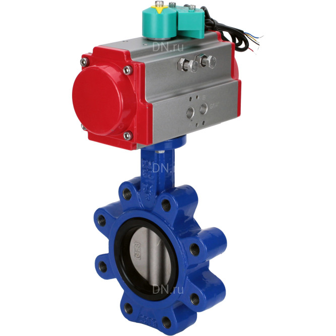 Затвор дисковый поворотный WBV1631E-2W-Fb-H Ду125 Ру16 LUG корпус - чугун QT450, диск - нержавеющая сталь 304, уплотнение - EPDM, с пневмоприводом PA-DA-105 и магнитным переключателем ALS200D в Омске