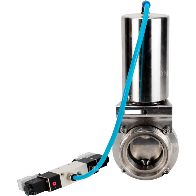 Затвор дисковый поворотный WBV3131E-2W-T-H Ду65 Ру10 резьбовой, пищевая нержавеющая сталь 304, уплотнение – EPDM, с пневмоприводом PA-SA-85 и пневмораспределителем 4V320-08 AC220V в Омске