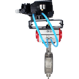 Затвор дисковый поворотный WBV3131N-2W-Fb-H Ду250 Ру16, корпус - нержавеющая сталь 304, диск - нержавеющая сталь 304, уплотнение - NBR, с пневмоприводом PA-DA-160 и позиционером YT-1000RSN с обратной связью