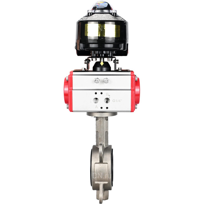 Затвор дисковый поворотный WBV3131N-2W-Fb-H Ду250 Ру16, корпус - нержавеющая сталь 304, диск - нержавеющая сталь 304, уплотнение - NBR, с пневмоприводом PA-DA-160 и БКВ APL-510N EX в Омске