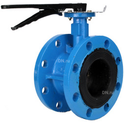 Затвор дисковый поворотный WBV1331E-2W-F-H Ду125 Ру16 фланцевый, корпус - чугун GGG40, диск - нержавеющая сталь 304, уплотнение - EPDM, с рукояткой, с ISO-фланцем F07, квадрат штока 14х14