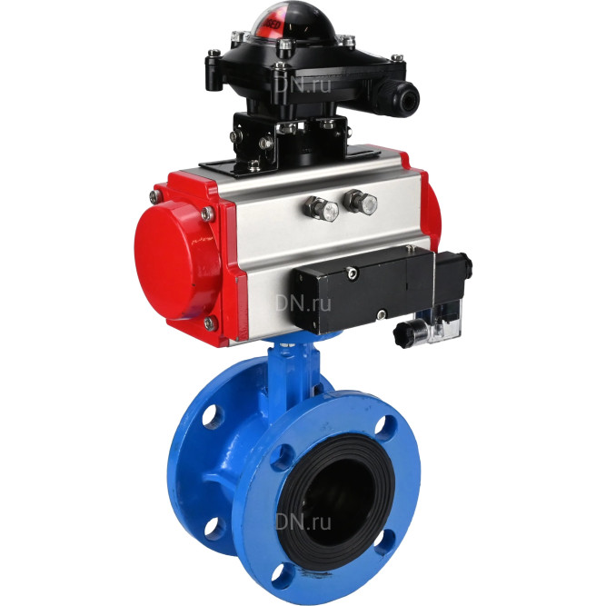 Затвор дисковый поворотный WBV1313E-2W-F-H Ду80 Ру16 фланцевый, корпус - чугун GGG40, диск - чугун GGG40, уплотнение - EPDM, с пневмоприводом PA-DA-105, пневмораспределителем 4M310-08 AC220V и БКВ APL-210N в Омске