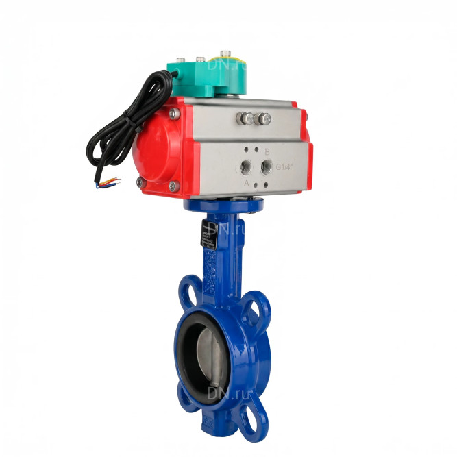 Затвор дисковый поворотный WBV1132N-2W-Fb-H Ду40 Ру16 корпус - чугун GG25, диск - нержавеющая сталь 316L, уплотнение - NBR, с пневмоприводом PA-SA-083 и магнитным переключателем ALS200D в Омске