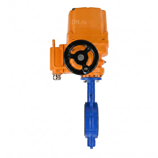 Затвор дисковый поворотный WBV1432N-2W-Fb-H Ду100 Ру16, корпус - чугун GGG50, диск - нержавеющая сталь 316L, уплотнение - NBR, с электроприводом QT-EX-010EM-O2-220VAC-У1 в Омске
