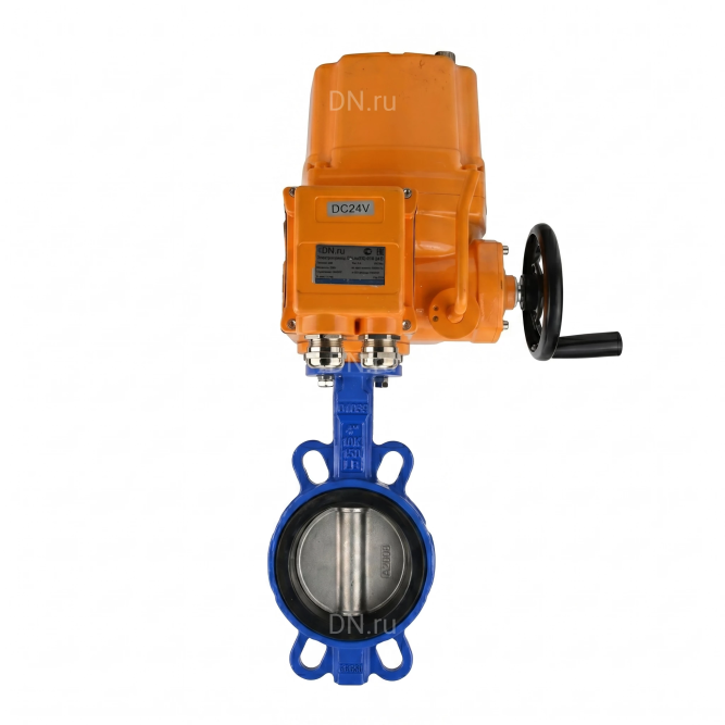 Затвор дисковый поворотный WBV1432N-2W-Fb-H Ду100 Ру16, корпус - чугун GGG50, диск - нержавеющая сталь 316L, уплотнение - NBR, с электроприводом QT-EX-010EM-O2-220VAC-У1 в Омске