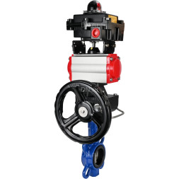Затвор дисковый поворотный WBV1432E-2W-Fb-H Ду125 Ру16, корпус - чугун GGG50, диск - нержавеющая сталь 316L, уплотнение - EPDM, с пневмоприводом PA-DA-083, пневмораспределителем 4M310-08 DC24V, БКВ APL-410N EX, ручным дублером MON2-450-T28-ISO