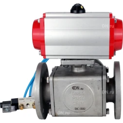 Кран шаровой BV3232P(4pc)-FP-3WL-F Ду20 Ру16 полнопроходной трехходовой, фланцевый, корпус - нержавеющая сталь SS316, с пневмоприводом PA-SA-065 с возвратными пружинами и пневмораспределителем 4V320-08 AC220V