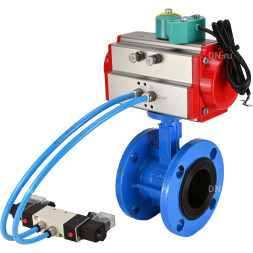 Затвор дисковый поворотный WBV1331E-2W-F-H Ду50 Ру16 корпус - чугун GGG40, диск - нержавеющая сталь 304, уплотнение - EPDM, с пневмоприводом PA-DA-105, пневмораспределителем 4V320-10 AC220V и магнитным переключателем ALS200D
