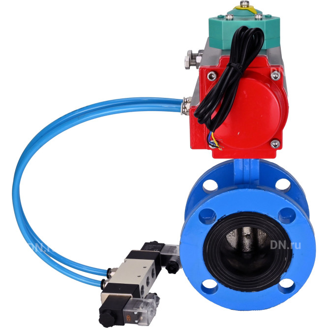 Затвор дисковый поворотный WBV1331E-2W-F-H Ду50 Ру16 корпус - чугун GGG40, диск - нержавеющая сталь 304, уплотнение - EPDM, с пневмоприводом PA-DA-105, пневмораспределителем 4V320-10 AC220V и магнитным переключателем ALS200D в Омске