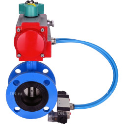 Затвор дисковый поворотный WBV1331E-2W-F-H Ду50 Ру16 корпус - чугун GGG40, диск - нержавеющая сталь 304, уплотнение - EPDM, с пневмоприводом PA-DA-105, пневмораспределителем 4V320-10 AC220V и магнитным переключателем ALS200D