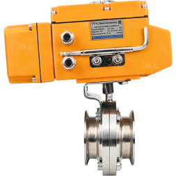 Затвор дисковый поворотный WBV3131S-2W-T-H Ду15 Ру10 резьбовой, корпус - пищевая нержавеющая сталь 304, уплотнение - Silicon, с электроприводом QT-N-005EM-A1-220VAC-У1 c датчиком обратной связи и входным управляющим сигналом 4-20мА HARK