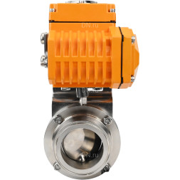 Затвор дисковый поворотный WBV3131S-2W-T-H Ду15 Ру10 резьбовой, корпус - пищевая нержавеющая сталь 304, уплотнение - Silicon, с электроприводом QT-N-005EM-A1-220VAC-У1 c датчиком обратной связи и входным управляющим сигналом 4-20мА HARK