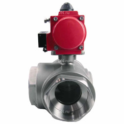 Кран шаровой BV3232P(4pc)-SP-3WL-T-ISO-H Ду20 Ру63 стандартнопроходной L-тип, трехходовой, нержавеющая сталь SS316, внутренняя резьба, уплотнение - PTFE, с пн.приводом PA-DA-052 c пн.распределителем 4M310-08 DC24V