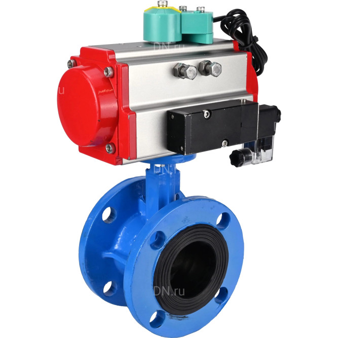 Затвор дисковый поворотный WBV1313E-2W-F-H Ду65 Ру16 фланцевый, корпус - чугун GGG40, диск - чугун GGG40, уплотнение - EPDM, с пневмоприводом PA-DA-105, пневмораспределителем 4M310-08 DC24V и магнитным переключателем ALS200D в Омске