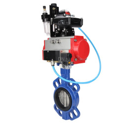 Затвор дисковый поворотный WBV1432E-2W-Fb-H Ду125 Ру16, корпус - чугун GGG50, диск - нержавеющая сталь 316L, уплотнение - EPDM, с пневмоприводом PA-SA-130, пневмораспределителем 4M310-08 DC24V, БКВ APL-210N, БПВ AFC2000
