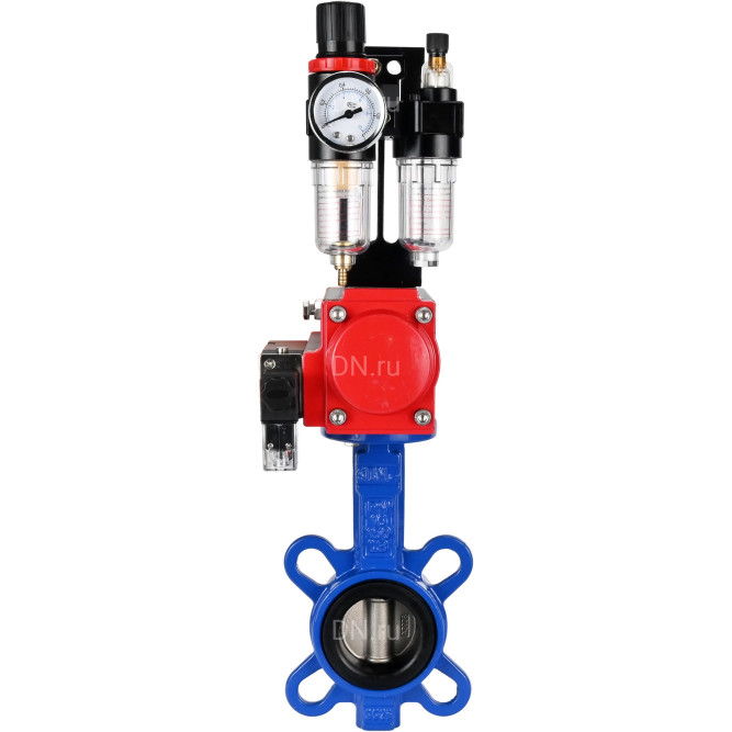 Затвор дисковый поворотный WBV1132N-2W-Fb-H Ду300 Ру16, корпус - чугун GG25, диск - нержавеющая сталь 316L, уплотнение - NBR, с пневмоприводом PA-DA-160 двойного действия, пневмораспределителем 4M310-08 DC24V, БПВ AFC2000 в Омске