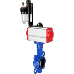 Затвор дисковый поворотный WBV1132N-2W-Fb-H Ду300 Ру16, корпус - чугун GG25, диск - нержавеющая сталь 316L, уплотнение - NBR, с пневмоприводом PA-DA-160 двойного действия, пневмораспределителем 4M310-08 DC24V, БПВ AFC2000