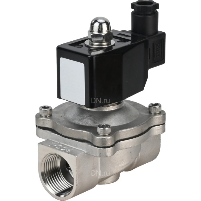 Клапан электромагнитный VS331-VT-NC-220VAC 3/8″ Ду10 Ру10, соленоидный двухходовой, корпус - нержавеющая сталь 304, уплотнение - Viton, резьбовой, нормально-закрытый, прямого действия, катушка - 220В в Омске