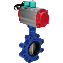 Затвор дисковый поворотный WBV1631E-2W-Fb-H Ду80 Ру16 LUG корпус - чугун QT450, диск - нержавеющая сталь 304, уплотнение - EPDM, с пневмоприводом PA-DA-083 и магнитным переключателем ALS200D