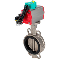 Затвор дисковый поворотный WBV3232N-2W-Fb-H Ду50 Ру16 корпус - нержавеющая сталь 316L, диск - нержавеющая сталь 316L, уплотнение - NBR, с пневмоприводом PA-DA-065, пневмораспределителем 4M310-08 DC24V и магнитным переключателем ALS200D