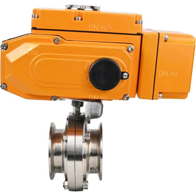 Затвор дисковый поворотный WBV3131S-2W-T-H Ду20 Ру10 резьбовой, корпус - пищевая нержавеющая сталь 304, уплотнение - Silicon, с электроприводом QT-N-005EM-A1-220VAC-У1 c датчиком обратной связи и входным управляющим сигналом 4-20мА HARK в Омске