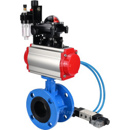 Затвор дисковый поворотный WBV1313E-2W-F-H Ду80 Ру16 фланцевый, корпус - чугун GGG40, диск - чугун GGG40, EPDM, с пневмоприводом PA-DA-105, пневмораспределителем 4V320-08 AC220V, БКВ APL-210N и БПВ AFC2000
