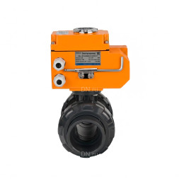 Кран шаровой BV4242E-FP-GRM-ISO Дн80 Ру10 полнопроходной, корпус - НПВХ, шар - НПВХ, уплотнение - EPDM, с электроприводом QT-N-005EM-O1-380VAC-У1 HARK