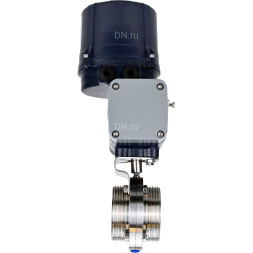 Затвор дисковый поворотный WBV3131E-2W-T-H Ду15 Ру10 резьбовой, корпус - пищевая нержавеющая сталь AISI 304, диск - нержавеющая сталь AISI 304, уплотнение - EPDM, с электроприводом четвертьоборотным QTSA-N-003EM-O0-220VAC с пружинным возвратом