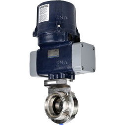 Затвор дисковый поворотный WBV3131E-2W-T-H Ду15 Ру10 резьбовой, корпус - пищевая нержавеющая сталь AISI 304, диск - нержавеющая сталь AISI 304, уплотнение - EPDM, с электроприводом четвертьоборотным QTSA-N-003EM-O0-220VAC с пружинным возвратом