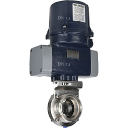 Затвор дисковый поворотный WBV3131E-2W-T-H Ду15 Ру10 резьбовой, корпус - пищевая нержавеющая сталь AISI 304, диск - нержавеющая сталь AISI 304, уплотнение - EPDM, с электроприводом четвертьоборотным QTSA-N-003EM-O0-220VAC с пружинным возвратом
