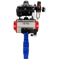 Затвор дисковый поворотный WBV1616N-2W-Fb-H Ду100 Ру16 LUG корпус - чугун QT450, диск - чугун QT450, уплотнение - NBR, с пневмоприводом PA-DA-083, пневмораспределителем 4M310-08 DC24V, БКВ APL-410N EX и БПВ AFC2000
