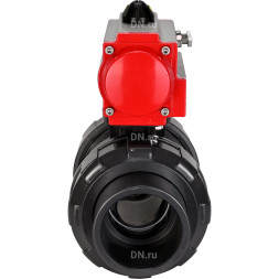 Кран шаровой BV4242E-FP-GRM-ISO Дн80 Ру10 полнопроходной, корпус - НПВХ, шар - НПВХ, уплотнение - EPDM, с пневмоприводом PA-DA-065 двойного действия