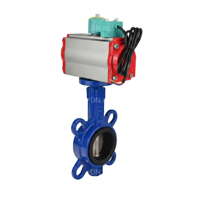 Затвор дисковый поворотный WBV1132N-2W-Fb-H Ду40 Ру16 корпус - чугун GG25, диск - нержавеющая сталь 316L, уплотнение - NBR, с пневмоприводом PA-SA-083, пневмораспределителем 4M310-08 AC220V и магнитным переключателем ALS200D в Омске
