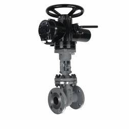 Задвижка клиновая 30с941нж GVWR2121M-2W-F-ОСТ Ду250 Ру16 GAIR фланцевая, корпус - сталь 25Л, материал клина - сталь 25Л, уплотнение - металл, с ОСТ-фланцем, с электроприводом MT-N-030M-O2-220VAC-У1 пятикулачковым