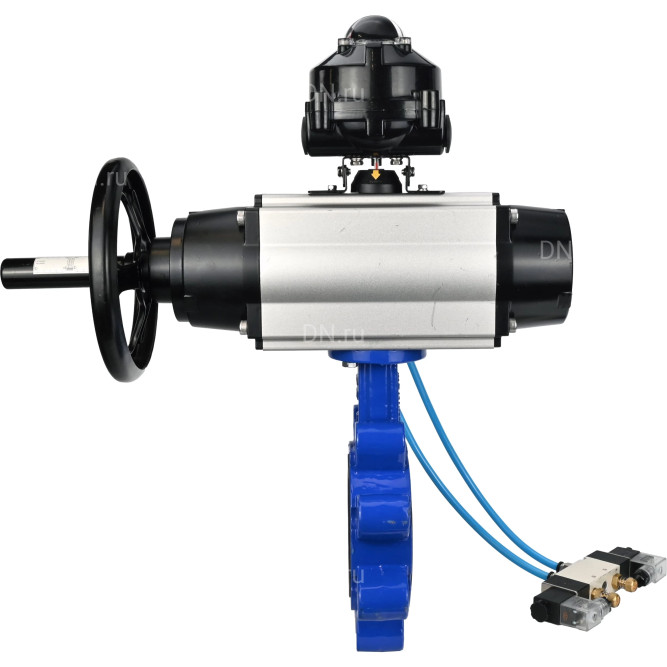 Затвор дисковый поворотный WBV1616N-2W-Fb-H Ду125 Ру16 LUG корпус - чугун QT450, диск - чугун QT450, уплотнение - NBR, с пневмоприводом PA-DA-105-1, пневмораспределителем 4V320-08 AC220V и БКВ APL-510N EX в Омске