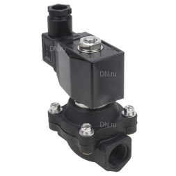 Клапан электромагнитный VS541-NT-NC-24VDC 1/2″ Ду15 Ру6, соленоидный двухходовой, резьбовой, корпус - полиамид PA66, уплотнение - NBR, нормально-закрытый, прямого действия, катушка - 24В DC