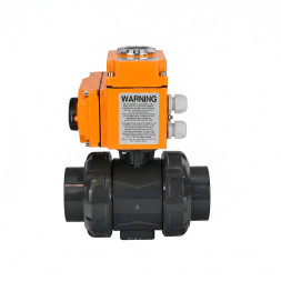 Кран шаровой BV4242E-FP-GRM-ISO Дн100 Ру10 полнопроходной, корпус - НПВХ, шар - НПВХ, уплотнение - EPDM, с электроприводом QT-N-005EM-O1-380VAC-У1 HARK