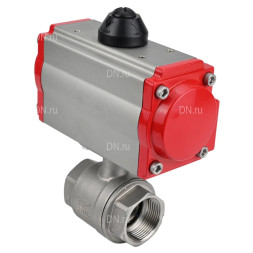 Кран шаровой BV3232P(2pc)-FP-T-ISO-H Ду100 Ру40 полнопроходной двухходовой, нержавеющая сталь 316, внутренняя резьба, уплотнение - PTFE, с пневмоприводом с возвратными пружинами PA-SA-160