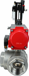 Кран шаровой BV3232P(4pc)-SP-3WL-T-ISO-H Ду25 Ру63 стандартнопроходной трехходовой L-тип, нержавеющая сталь SS316, внутренняя резьба, уплотнение - PTFE, с пн.приводом PA-DA-052 c пн.распределителем 4M310-08 AC220V и БПВ AFC2000