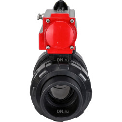 Кран шаровой BV4242E-FP-GRM-ISO Дн100 Ру10 полнопроходной, корпус - НПВХ, шар - НПВХ, уплотнение - EPDM, с пневмоприводом PA-DA-065 двойного действия