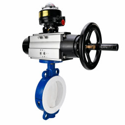 Затвор дисковый поворотный WBV3434Pf-2W-Fb-R Ду200 Ру16, корпус - углеродистая сталь WCB, диск - углеродистая сталь WCB, футерованный PTFE, уплотнение - PTFE, с пневмоприводом PA-DA-105-1 и БКВ APL-510N EX