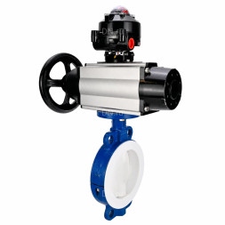 Затвор дисковый поворотный WBV3434Pf-2W-Fb-R Ду200 Ру16, корпус - углеродистая сталь WCB, диск - углеродистая сталь WCB, футерованный PTFE, уплотнение - PTFE, с пневмоприводом PA-DA-105-1 и БКВ APL-510N EX