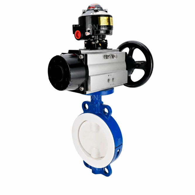 Затвор дисковый поворотный WBV3434Pf-2W-Fb-R Ду200 Ру16, корпус - углеродистая сталь WCB, диск - углеродистая сталь WCB, футерованный PTFE, уплотнение - PTFE, с пневмоприводом PA-DA-105-1 и БКВ APL-510N EX в Омске