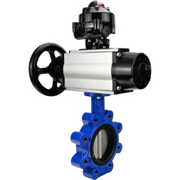 Затвор дисковый поворотный WBV1631E-2W-Fb-H Ду150 Ру16 LUG корпус - чугун QT450, диск - нержавеющая сталь 304, уплотнение - EPDM, с пневмоприводом PA-DA-105-1, пневмораспределителем 4M310-08 AC220V и БКВ APL-510N EX