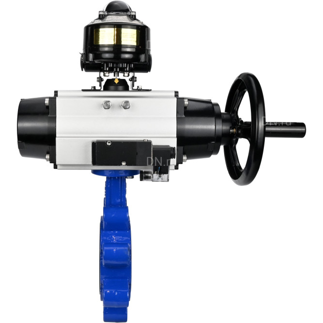 Затвор дисковый поворотный WBV1631E-2W-Fb-H Ду150 Ру16 LUG корпус - чугун QT450, диск - нержавеющая сталь 304, уплотнение - EPDM, с пневмоприводом PA-DA-105-1, пневмораспределителем 4M310-08 AC220V и БКВ APL-510N EX в Омске